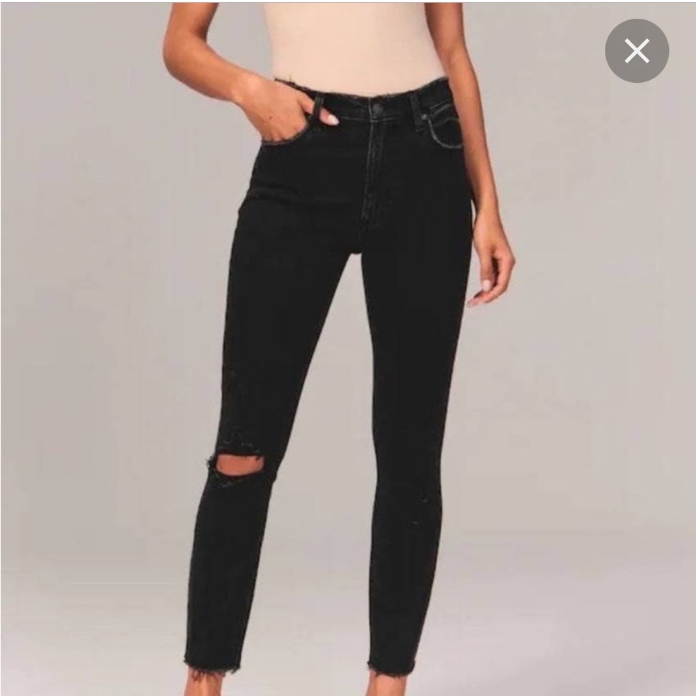 Abercrombie high rise skinny jeans in ripped black